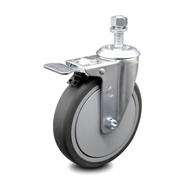 6 Inch Thermoplastic Rubber Swivel 1/2 Inch Stem Caster with Total Lock Brake SCC